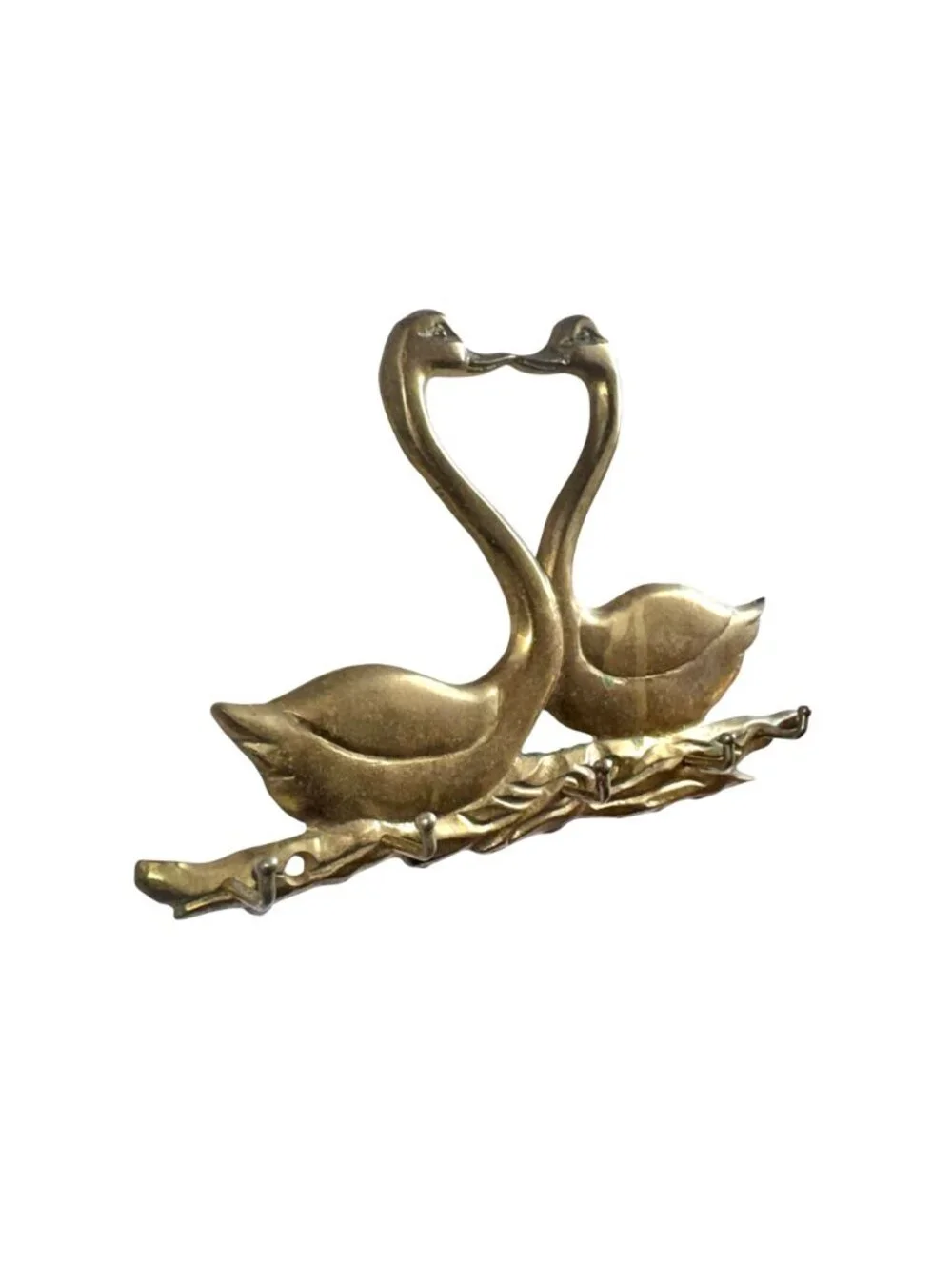 Brass Swan Wall Hook With 5 Hooks For Keys Or Accessories
